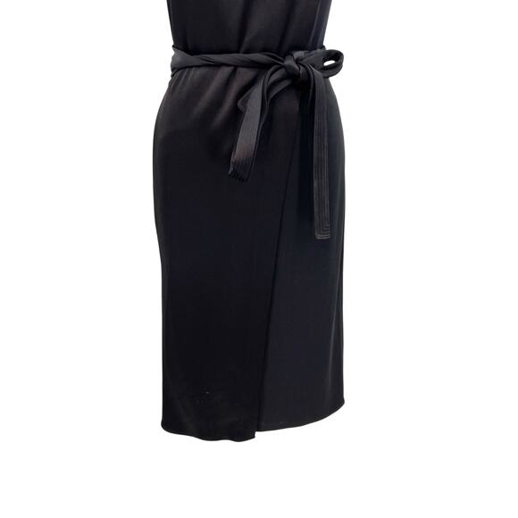 Halston Heritage Draped Neck Satin Gown Dress Midi Sleeveless Black Size 2‎ - Picture 5 of 12